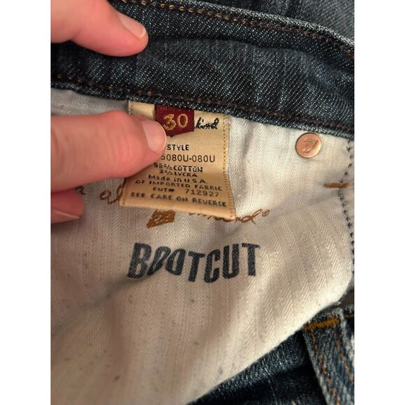 7 For All Mankind Blue Medium Wash Lower Rise Bootcut Jeans Size 30 - Picture 9 of 16